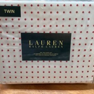 Lauren Ralph Lauren one twin sheet set red polka dot bed sheets